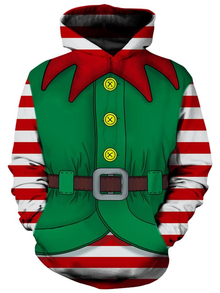 Elf Costume Christmas Pullover And Zipped 3D Hoodie