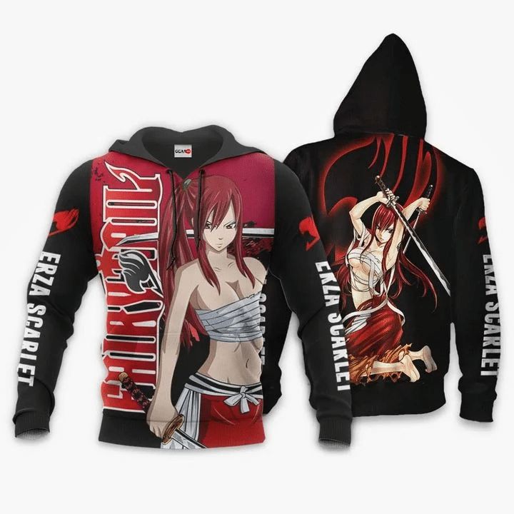 Erza Scarletv Anime Manga Fairy Tail 3d T Shirt Zip Bomber Hoodie