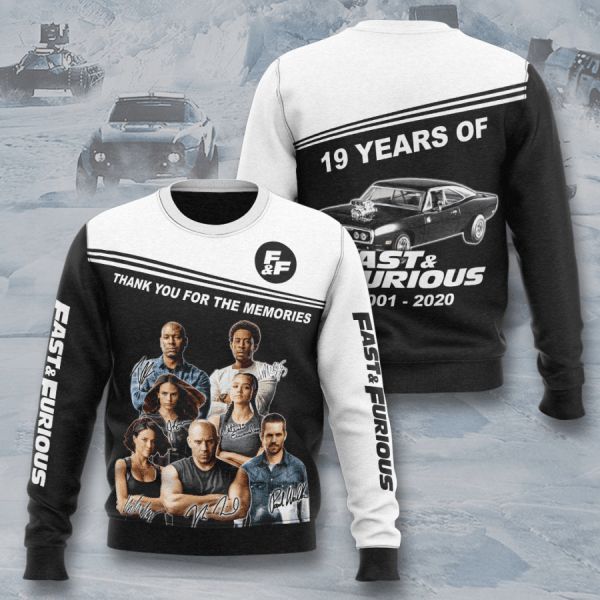 Fast And Furious 19 Years Anniversary 2001 2020 Signature 3d All Over Printed Hoodie