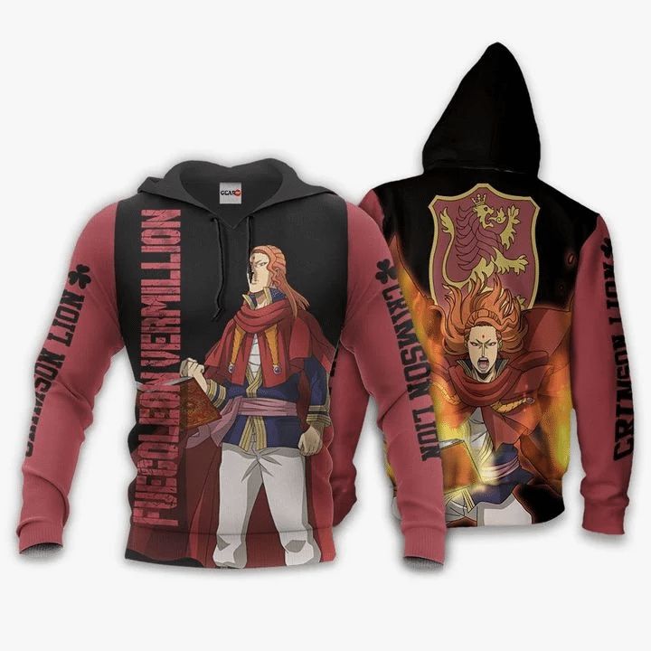 Fuegoleon Anime Manga Black Clover Crimson Lion 3d T Shirt Zip Bomber Hoodie