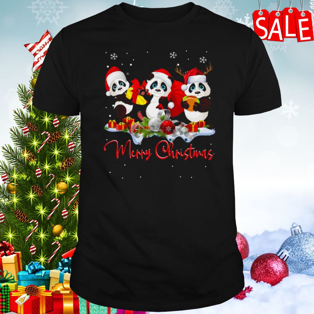 Funny Christmas Panda Bear Reindeers Christmas shirt