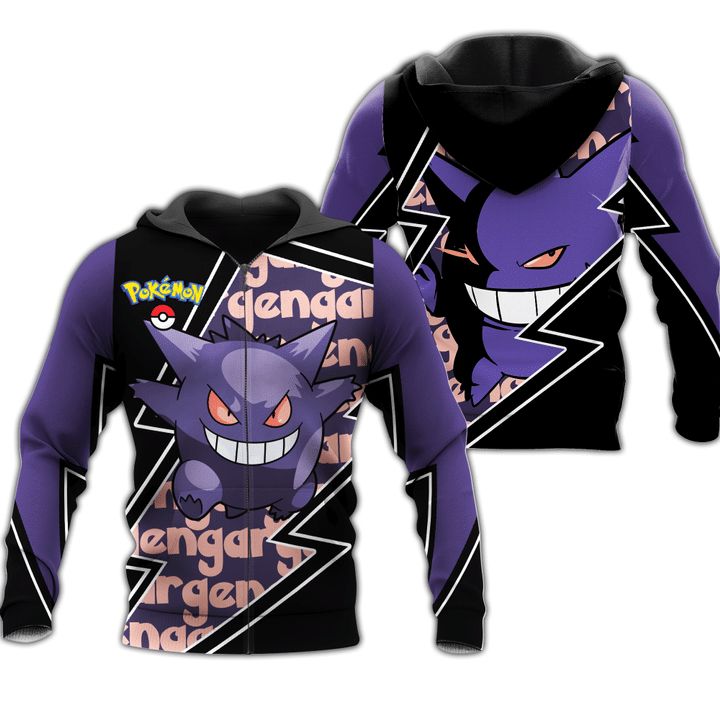 Gengar Anime Manga Pokemon 3d Zip Hoodie