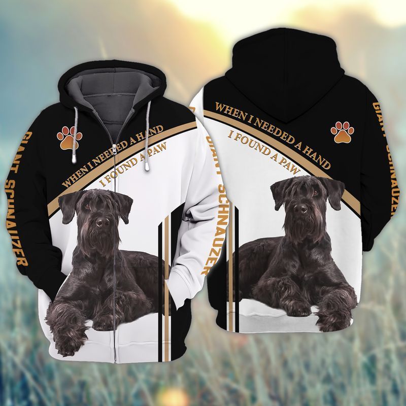 Giant Schnauzer When I Needed A Hand I Pound A Paw Dog 3d Zip Hoodie