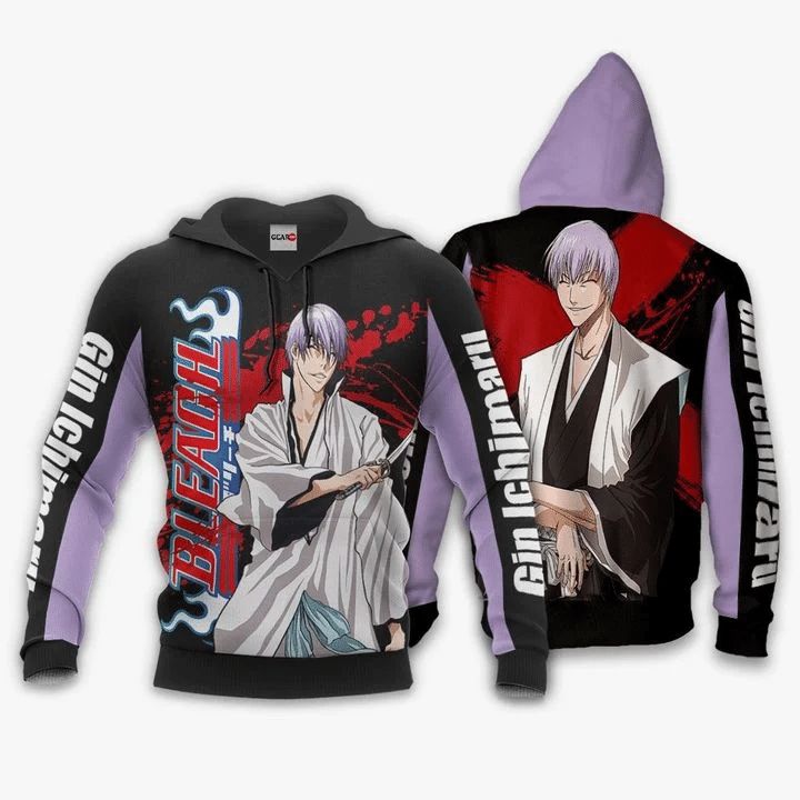 Gin Ichimaru Anime Manga Bleach 3d Zip Hoodie