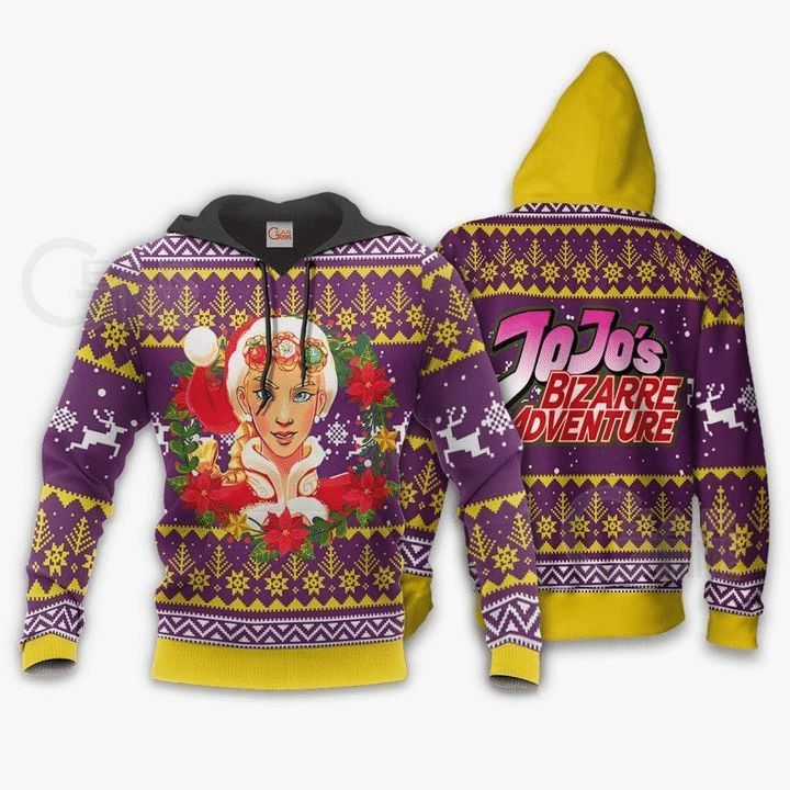 Giorno Giovanna Ugly Christmas Jojos Bizarre Adventure Anime Manga 3d Zip Hoodie