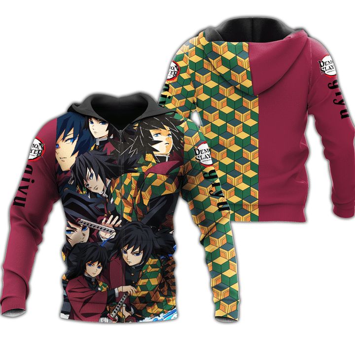 Giyu Demon Slayers Anime Manga 3d Zip Hoodie