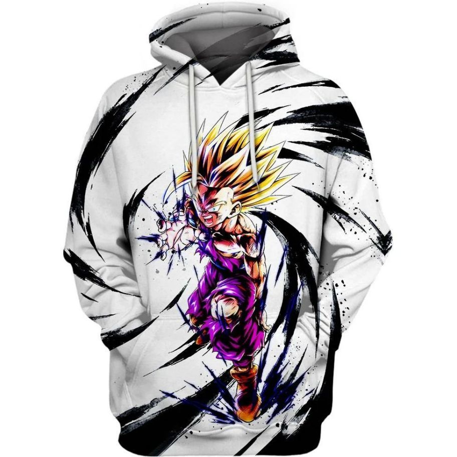 Gohan Super Saiyan Dragon Ball Over Print 3d Zip Hoodie