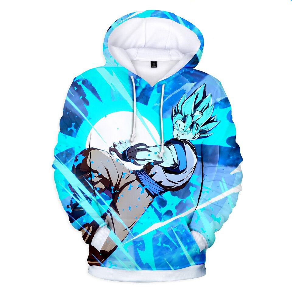 Goku Blue Saiyan Cartoon Dragon Ball Anime Manga 1 Over Print 3d Zip Hoodie