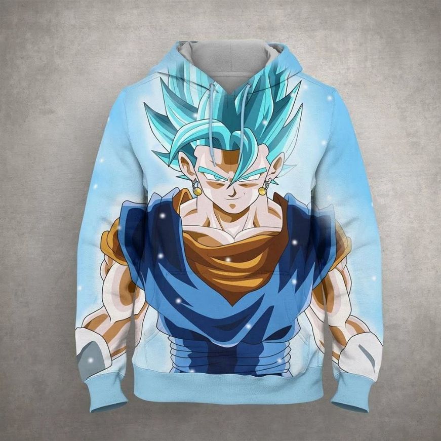 Goku Blue Saiyan Cartoon Dragon Ball Anime Manga 9 Over Print 3d Zip Hoodie