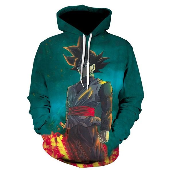 Goku Cartoon Dragon Ball Anime Manga Dark Green Over Print 3d Zip Hoodie