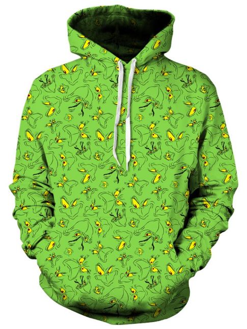 Grinch Faces Pattern Pullover And Zipped 3D Hoodie