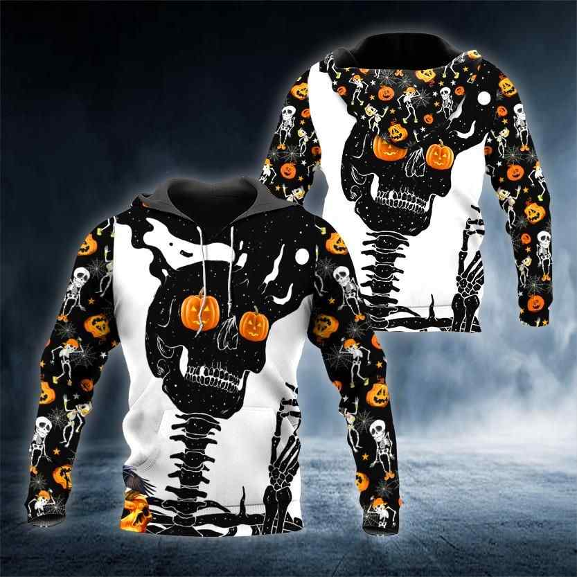 Halloween Head Skull All Over Printed US Unisex Size Hoodie