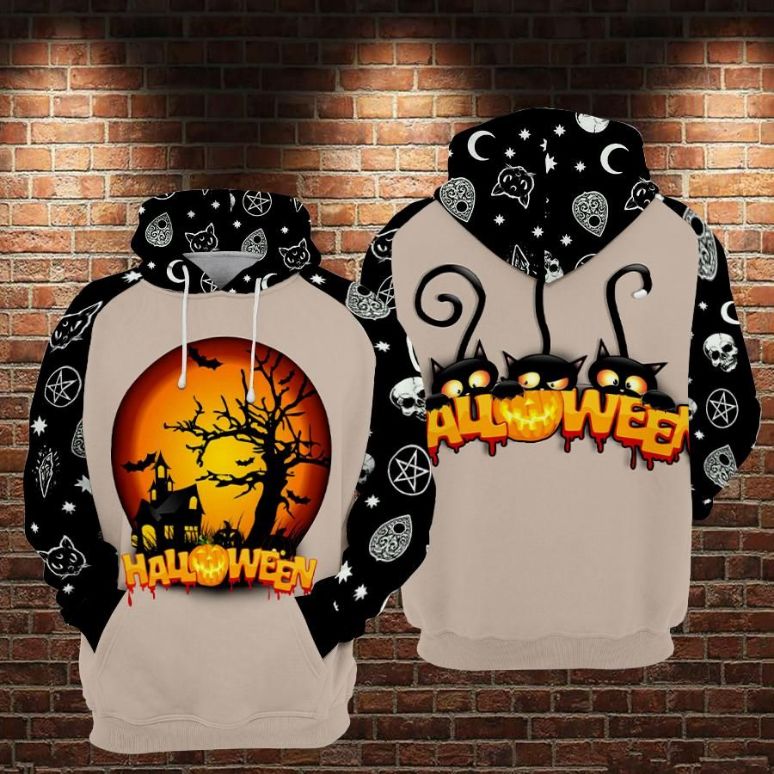 Halloween Over Print 3d Zip Hoodie