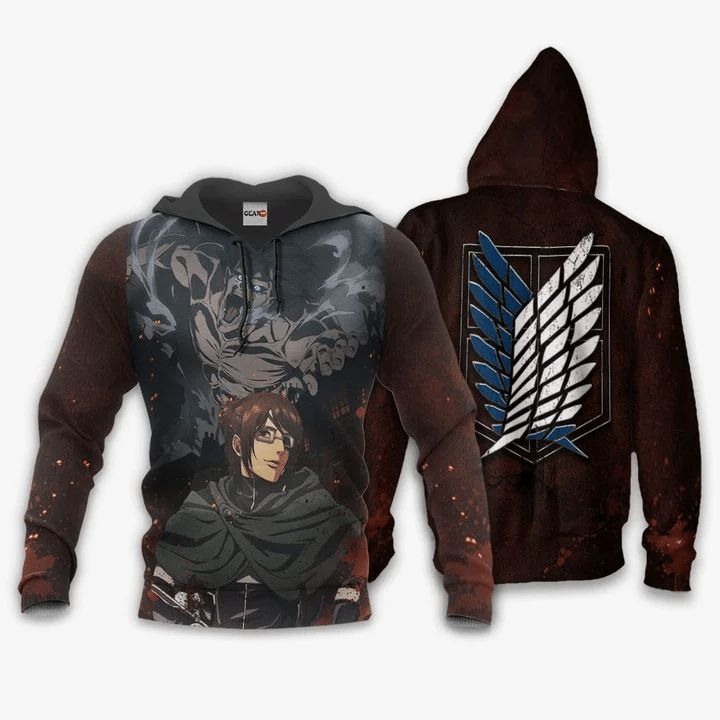 Hange Zoe Anime Manga Attack On Tian 3d T Shirt Zip Bomber Hoodie