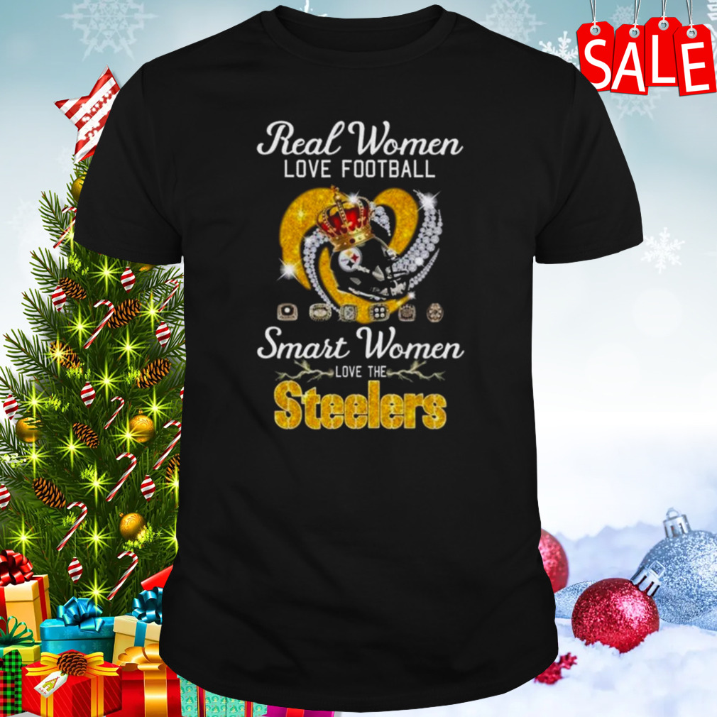 King Pittsburgh Steelers Real Women Love Football Smart Women Love The Steelers Diamond Heart Shirt