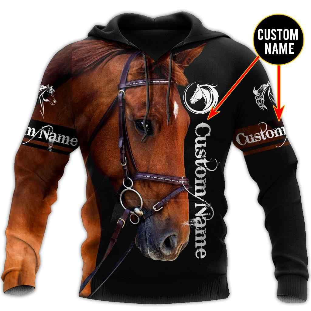 Horse Custom Name All Over Printed Hoodie