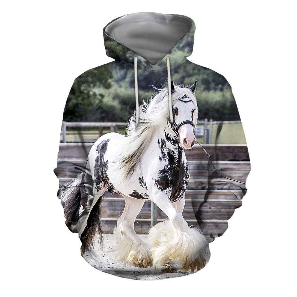 Horse Gifts All Over Printed Friesian Horse Hoodie