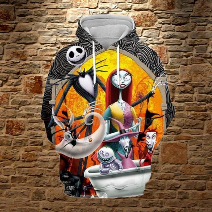 Jack Skellington Sally Nightmare Before Christmas Over Print 3d Zip 31 Hoodie