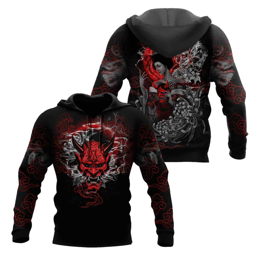 Japanese Geisha Tattoo All Over Printed Unisex Hoodie