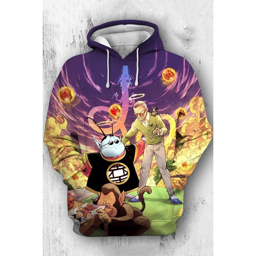 Kaio Del Sur With Goku Cartoon Dragon Ball Anime Manga 15 Over Print 3d Zip Hoodie