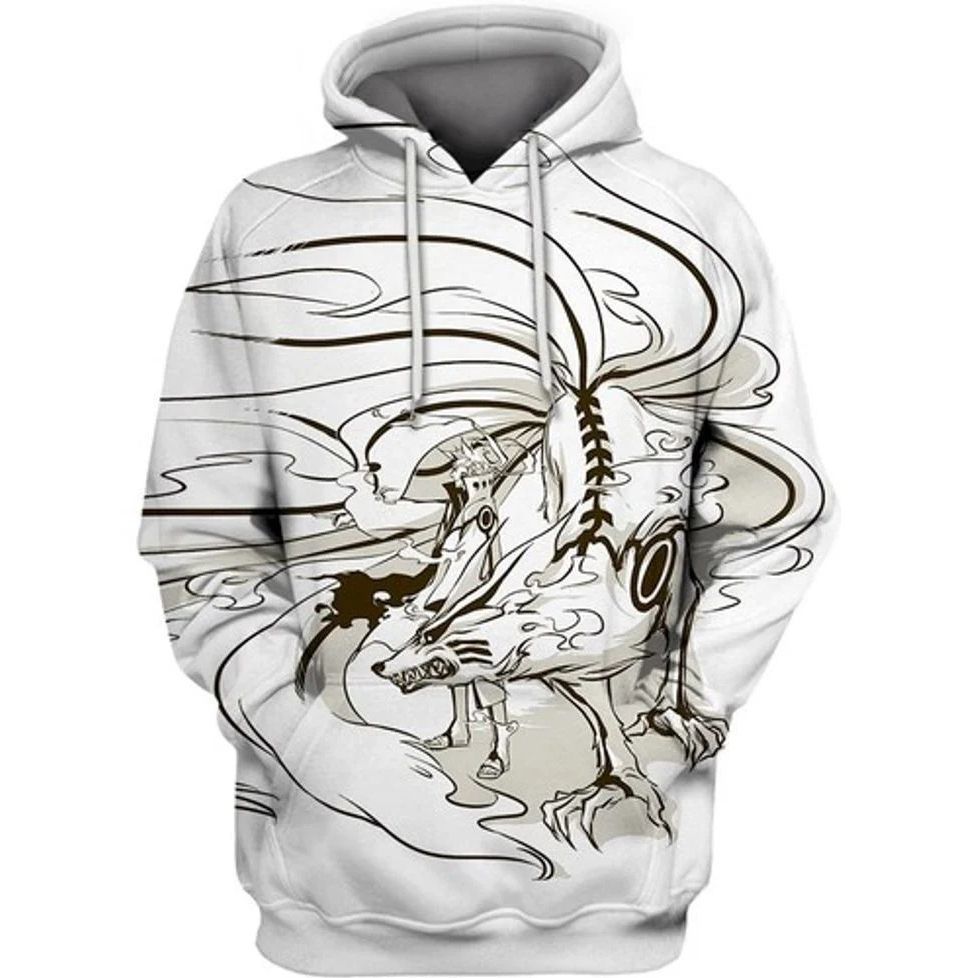 Kurama With Naruto Anime Men And Women All Over Printing 3d Hoodie