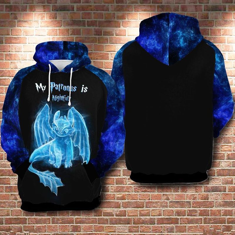 My Patronus Is Nightfury - Toothless Mashup Harry Potter Over Print 3d Zip Hoodie