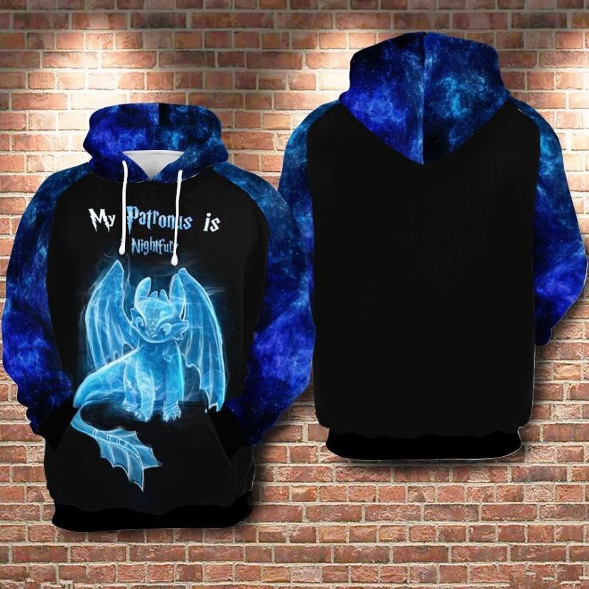 Nightfury Crtoon Gift Of The Night Fury My Patronus Is Nightfury Over Print 3d Zip Hoodie