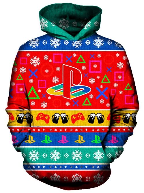 Playstation Christmas Pullover And Zipped 3D Hoodie