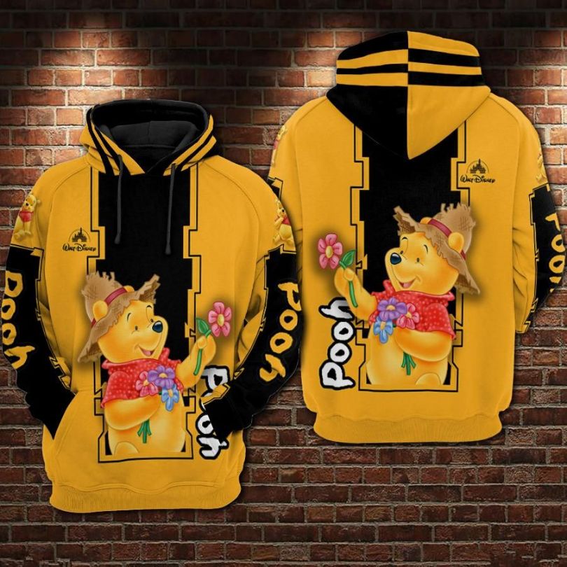 Pooh With Flower Winnie The Pooh Walt Disney 2 Over Print 3d Zip Hoodie