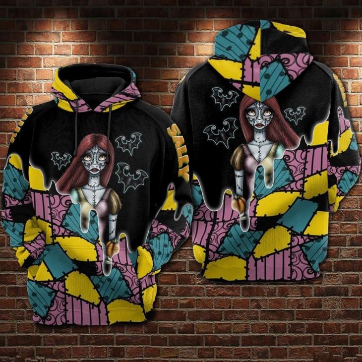 Sally Cartoon The Nightmare Before Christmas Over Print 3d Zip Hoodie