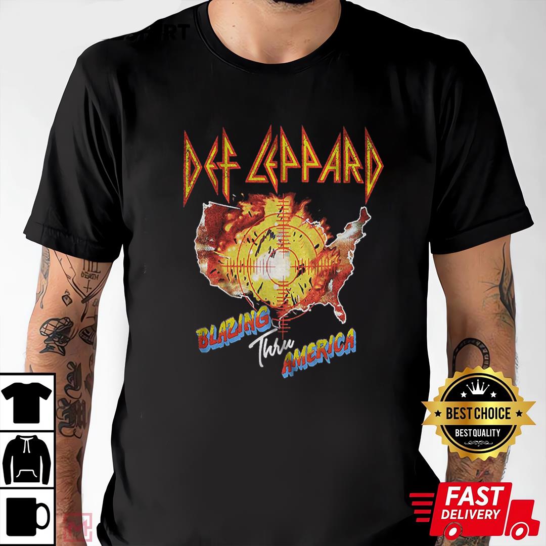 Def Leppard T-Shirt Blazing Thru America Tour Def Leppard Shirt 1 Def Leppard T-Shirt Blazing Thru America Tour Def Leppard Shirt