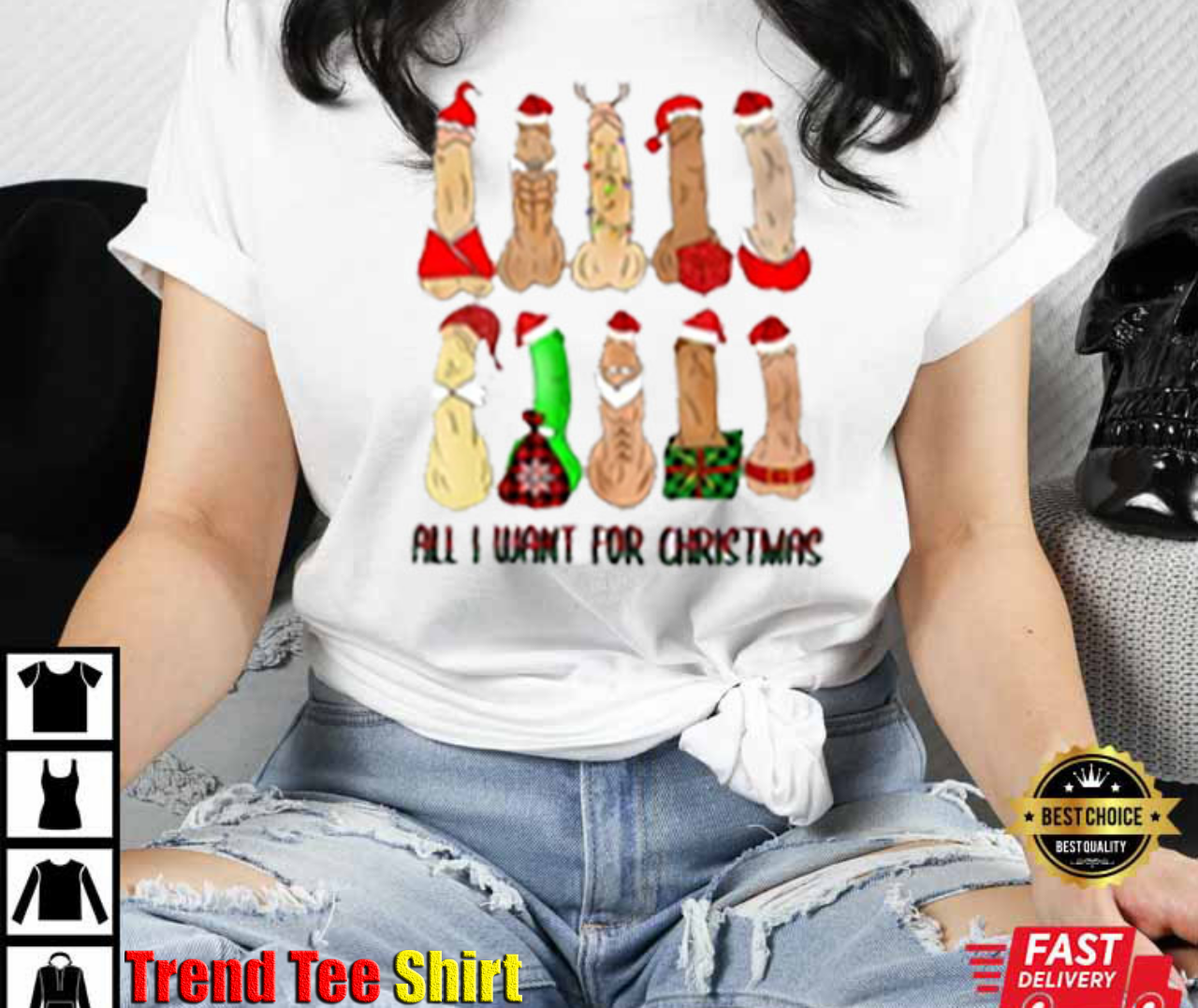 All I Want For Christmas Dirty Santa Funny T-Shirt