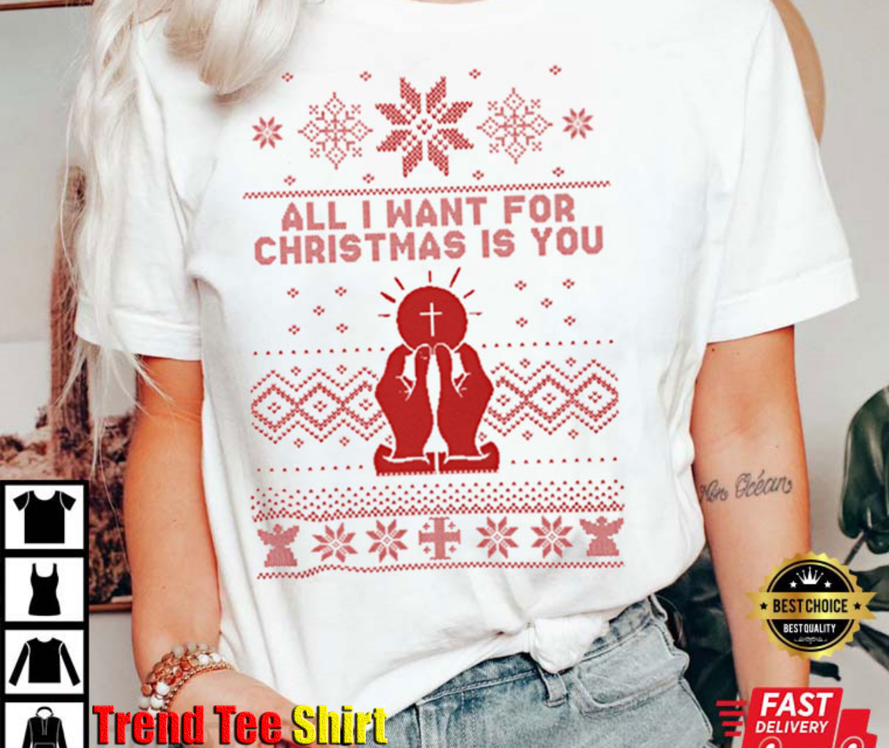 All I Want For Christmas Is You Catholic T-Shirt