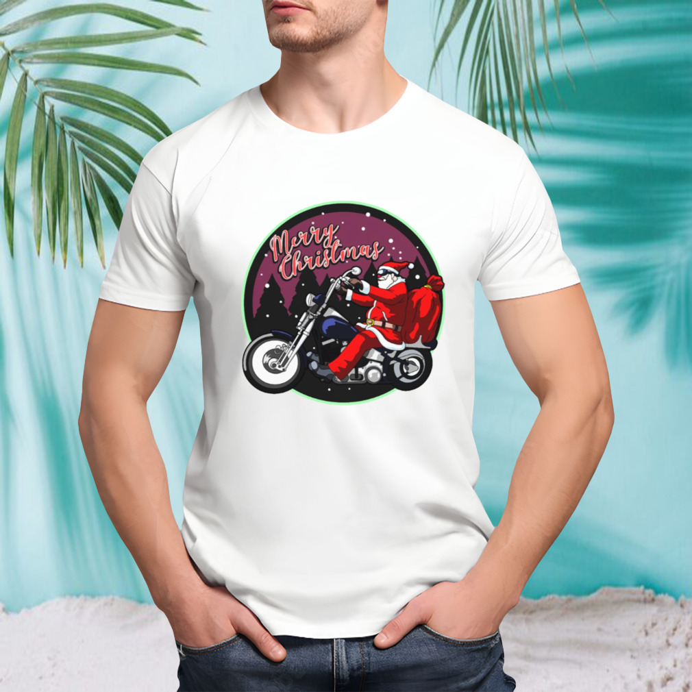 Santa Claus On Motorcycle Merry Christmas shirt