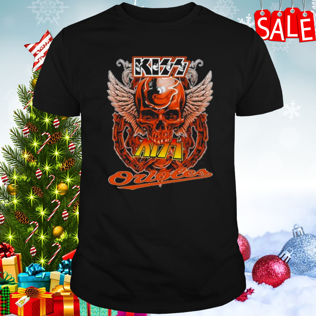 Kiss Skull Angel Wings Baltimore Orioles T-Shirt