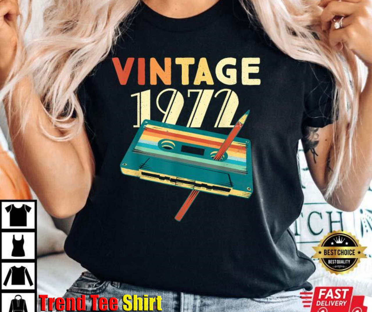 50th Birthday Vintage 1972 Music Cassette Gift T-Shirt