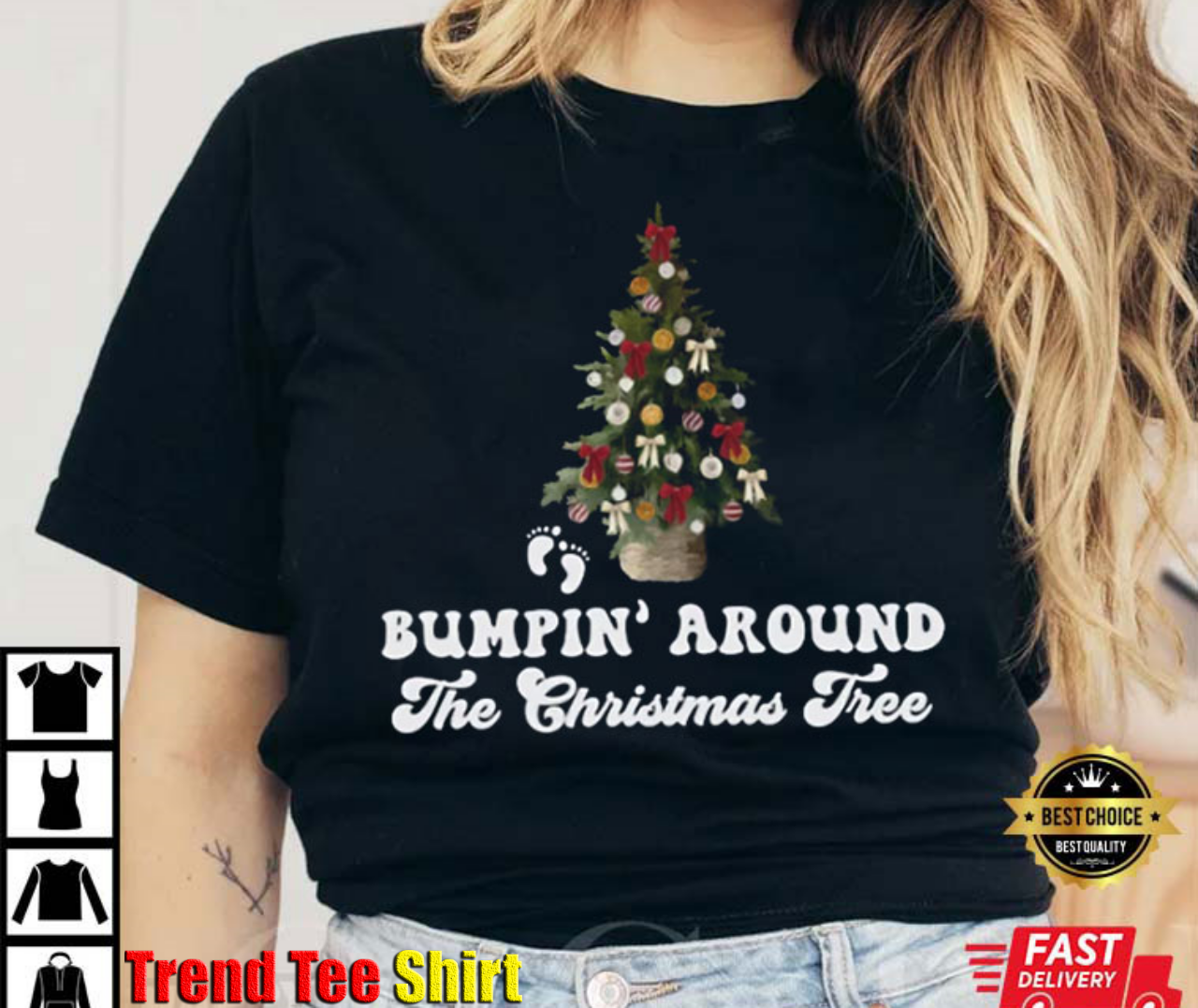 Bumping Around The Christmas Tree Pregnancy Announcement T-Shirt