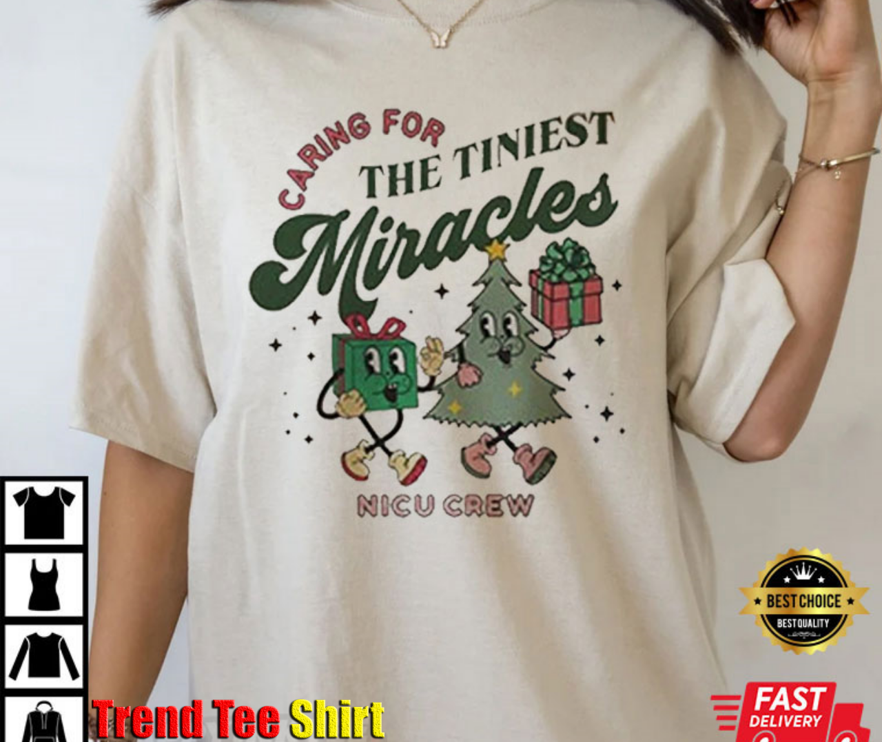 Christmas NICU Nurse Tiniest Miracles T-Shirt