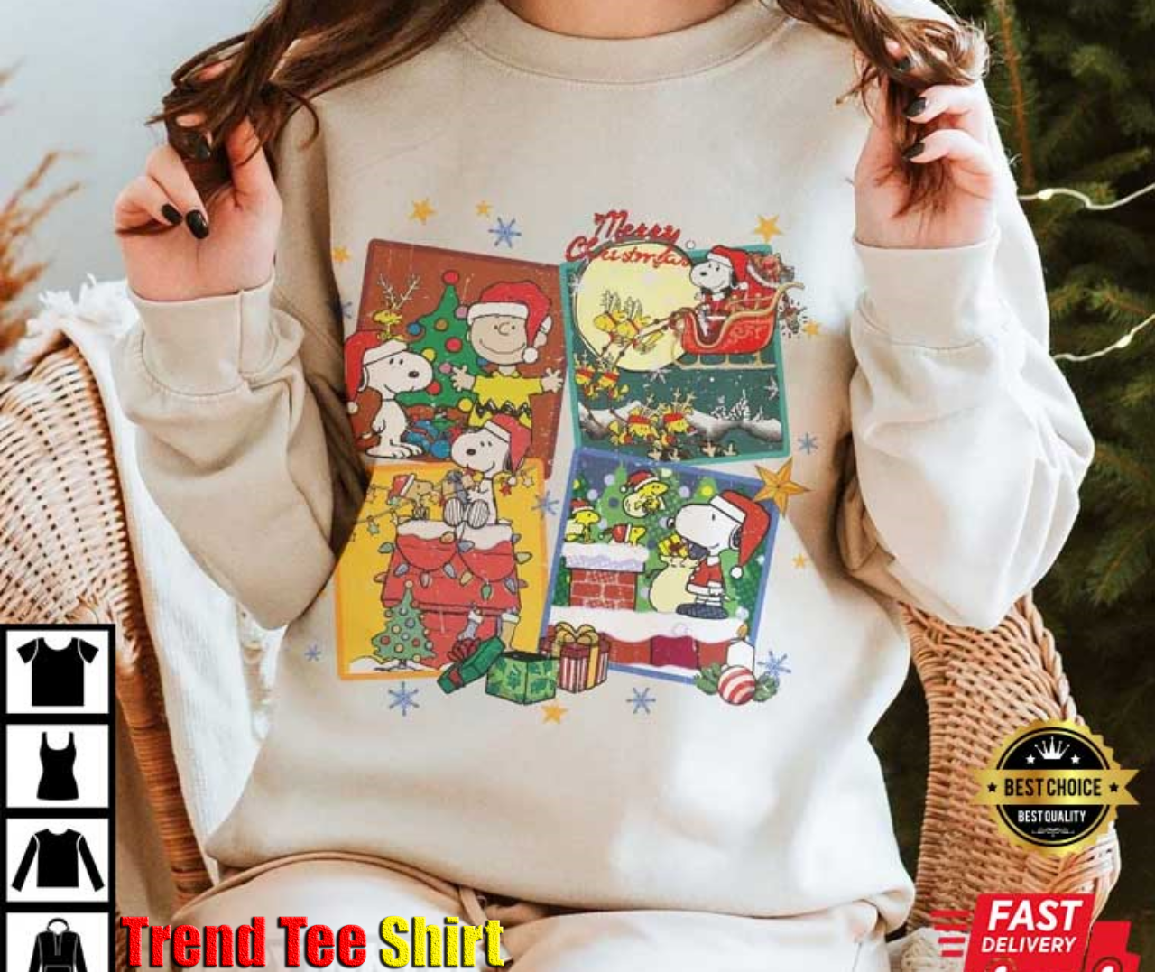 Christmas Peanuts Snoopy Dog Charlie Brown Woodstock T-Shirt