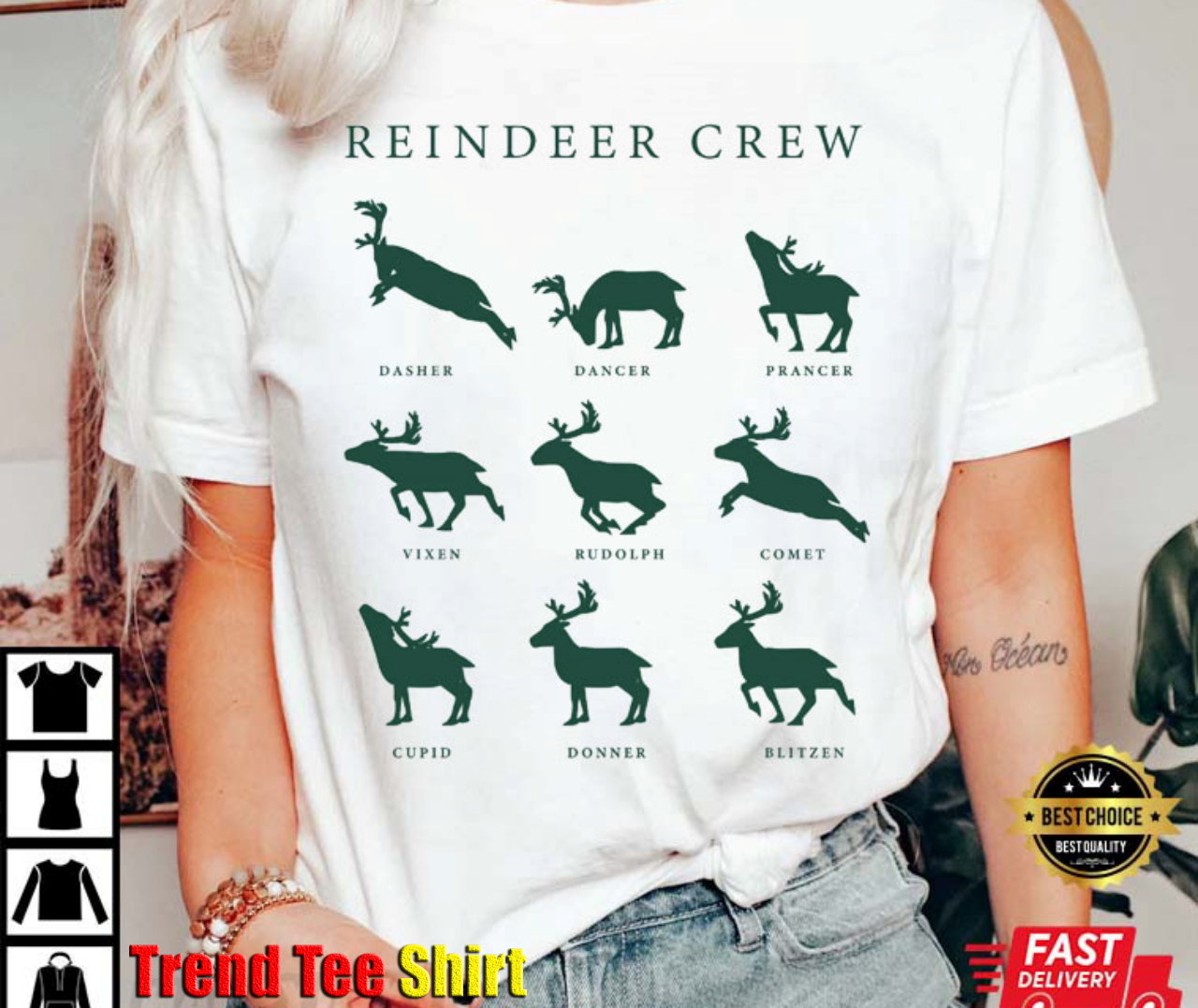 Christmas Reindeer Crew T-Shirt