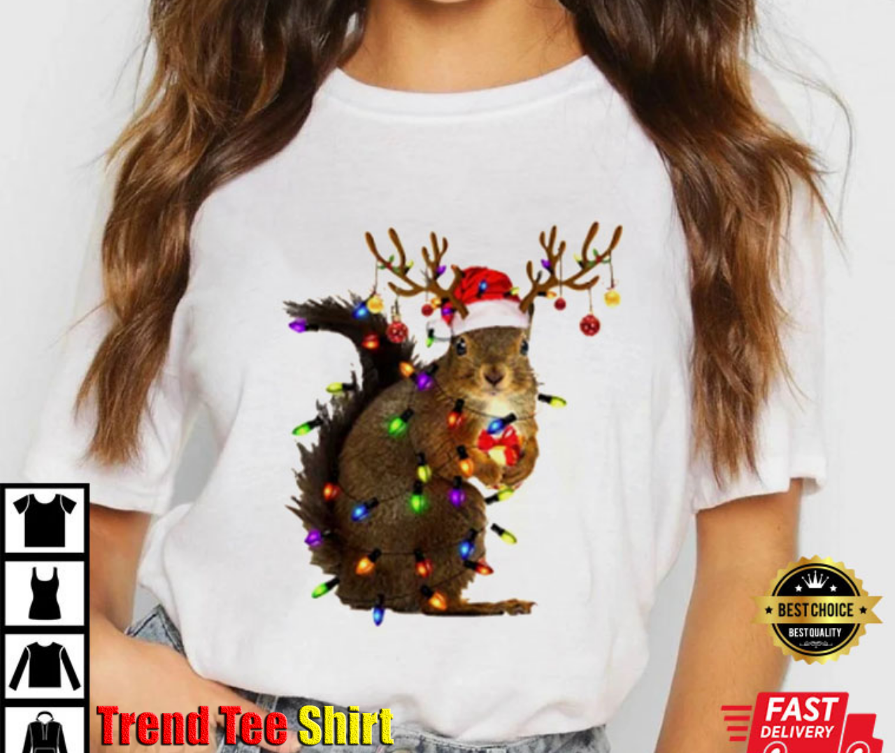 Christmas Squirrel Lights Cute Funny Trending Best T-Shirt