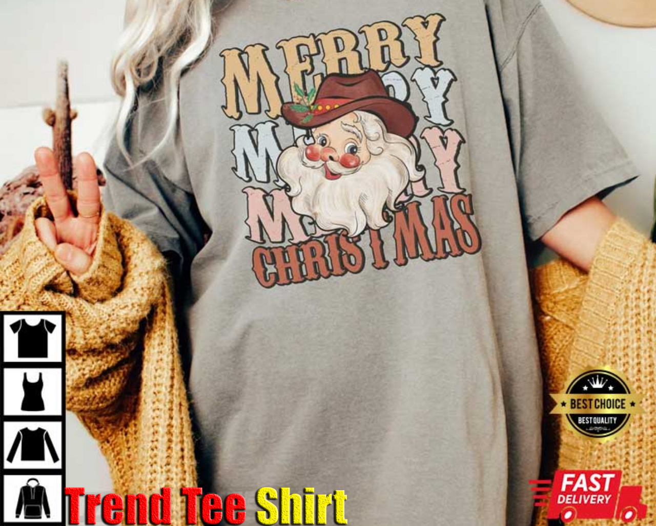 Comfort Colors Christmas Santa Cowboy T-Shirt