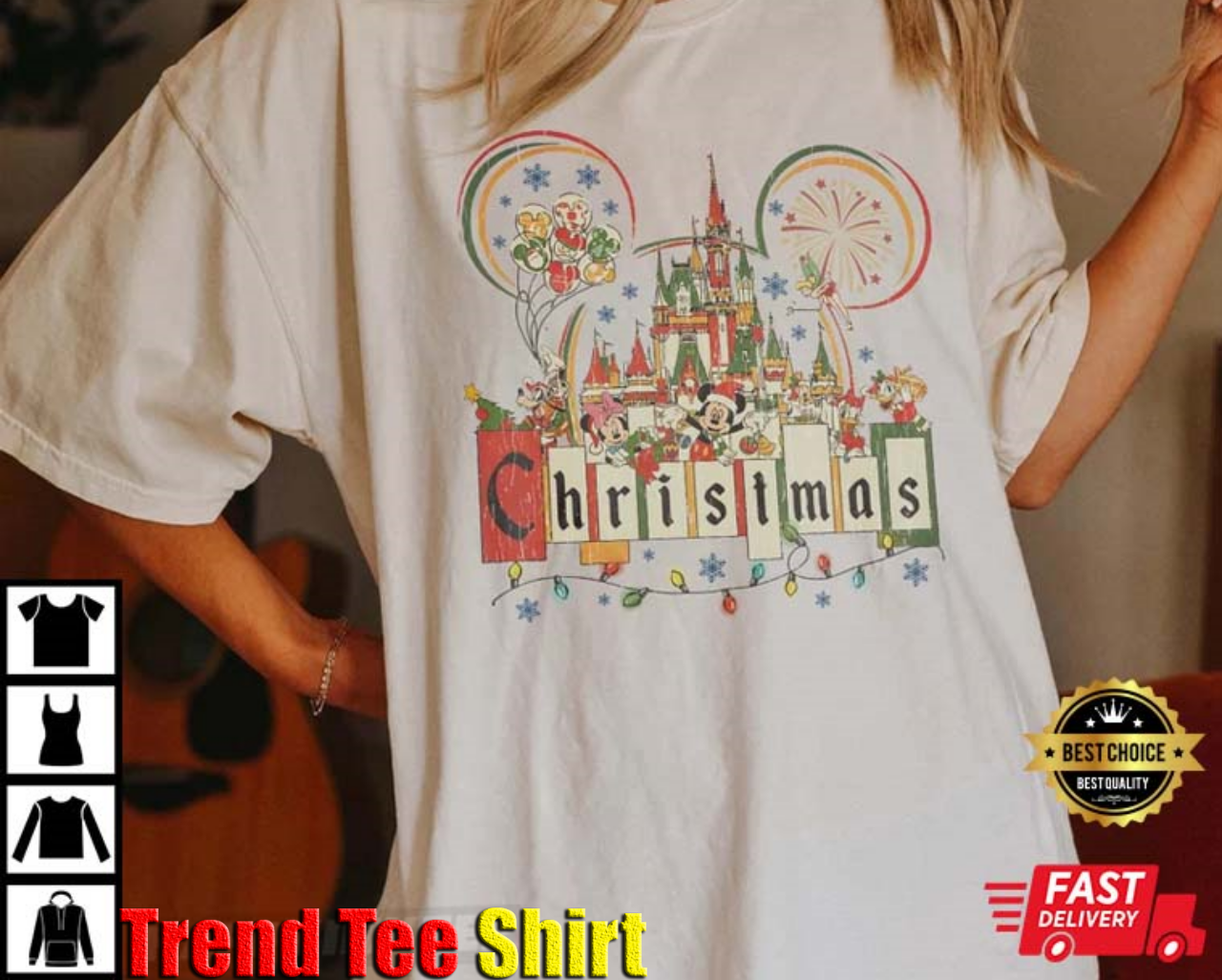 Comfort Colors Disneyland Christmas Mickey And Friends T-Shirt