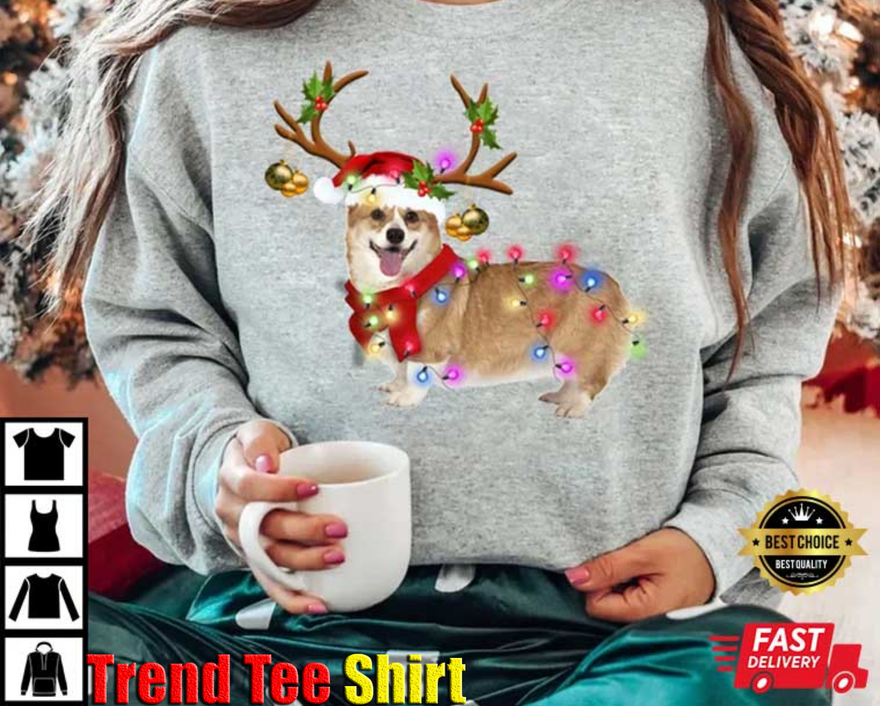 Corgi Christmas Reindeer Xmas Gift T-Shirt