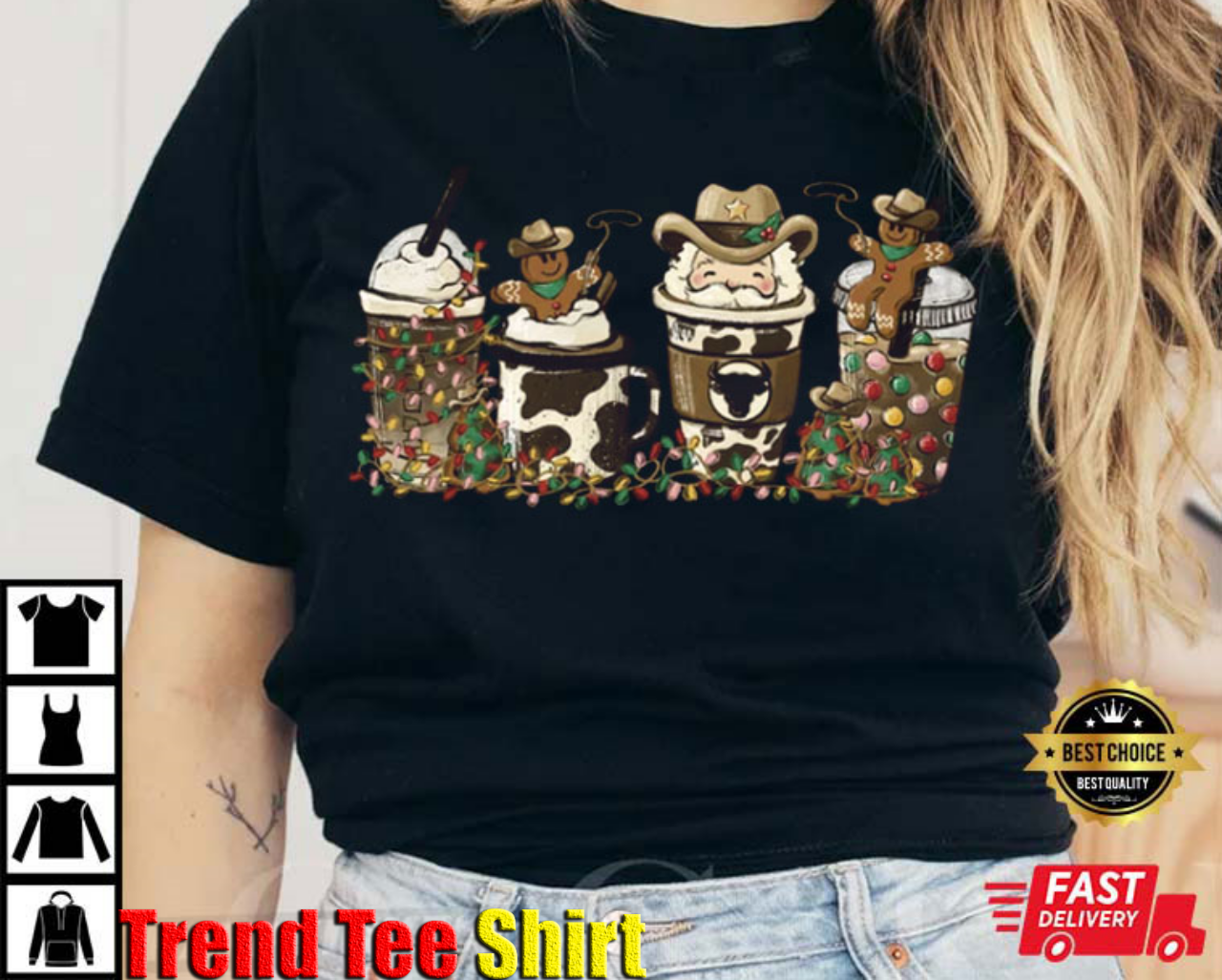 Country Western Cowboy Santa Coffee Latte, Howdy Rodeo Best T-Shirt