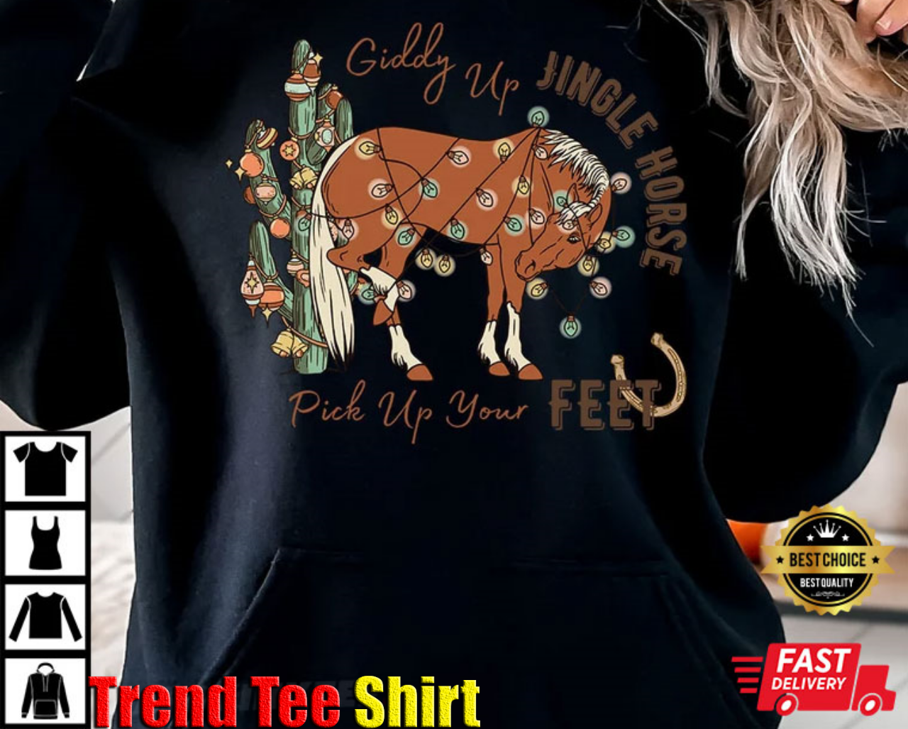 Cowboy Giddy Up Jingle Horse Pick Up Your Feet Xmas Gift T-Shirt