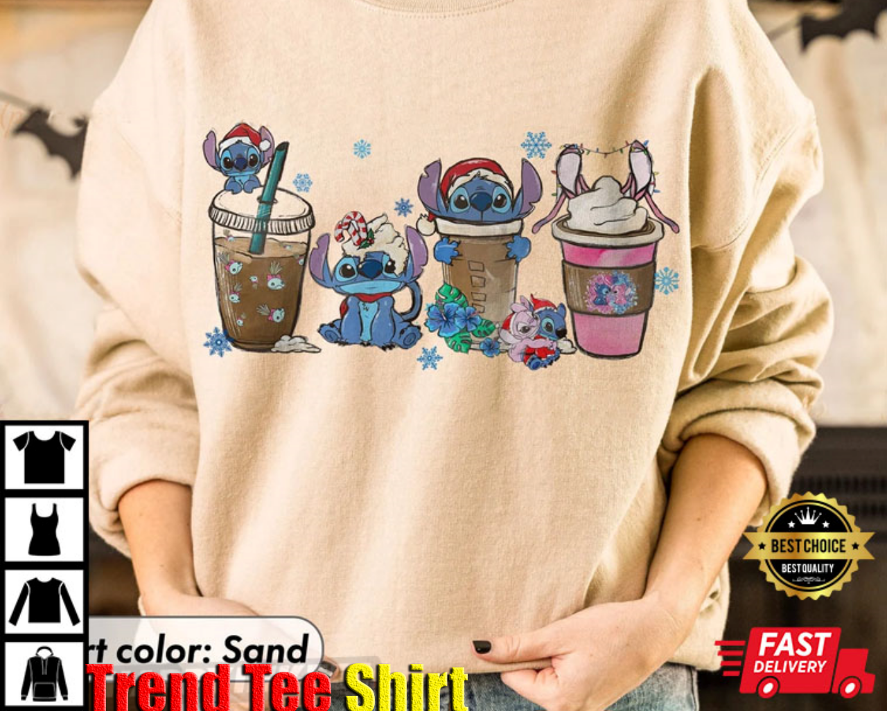 Disney Christmas Stitch Coffee Latte T-Shirt