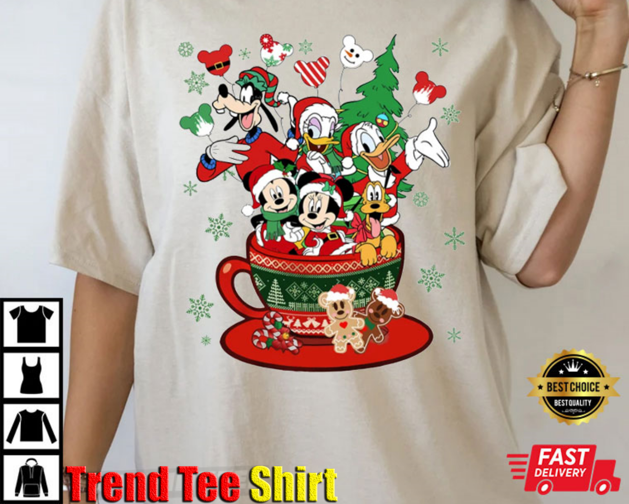 Disney Mickey And Friends Christmas Coffee Cup T-Shirt