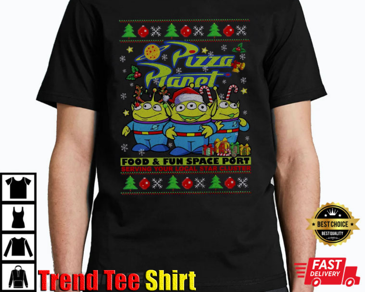 Disney Toy Story Aliens Christmas Pizza Planet T-Shirt