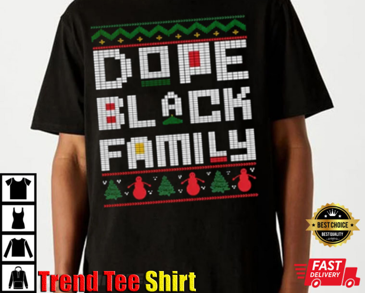 Dope Black Family Christmas T-Shirt